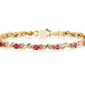 10k Yellow Gold Diamond and Ruby Bracelet- PRB8128RB