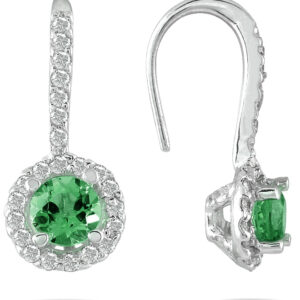 3/4 Carat TW Emerald and Diamond Earrings in 10K White Gold- PRE12511EM