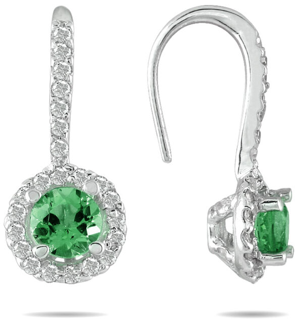 3/4 Carat TW Emerald and Diamond Earrings in 10K White Gold- PRE12511EM
