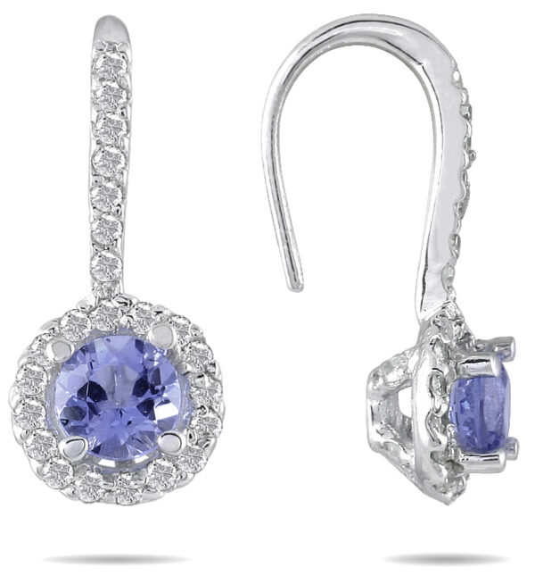 3/4 Carat TW Tanzanite and Diamond Earrings in 10K White Gold- PRE12511TZ