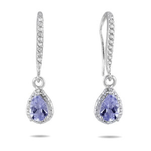 Tanzanite and Diamond Dangle Earrings in 10K White Gold- PRE12512TZ