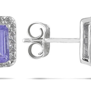 1 1/5 Carat Tanzanite and Diamond Earrings in 14K White Gold- PRE12701TZ