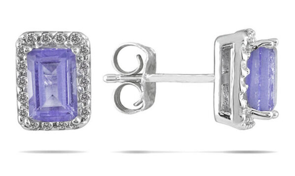 1 1/5 Carat Tanzanite and Diamond Earrings in 14K White Gold- PRE12701TZ