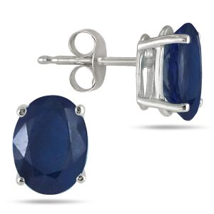 6x4MM All Natural Oval Sapphire Stud Earrings in.925 Sterling Silver- PRE57764SPSP