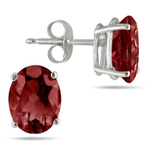 6x4MM All Natural Oval Garnet Stud Earrings in.925 Sterling Silver- PRE57765GT