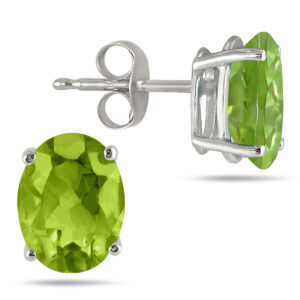 6x4MM All Natural Oval Peridot Stud Earrings in.925 Sterling Silver- PRE57765PD