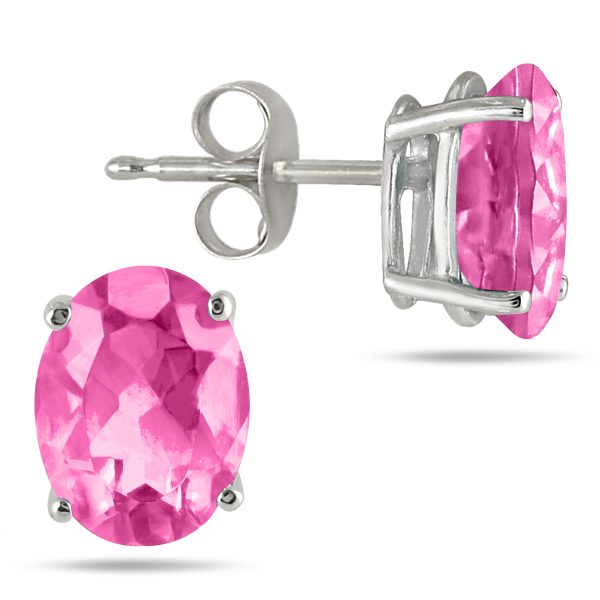 6x4MM All Natural Oval Pink Topaz Stud Earrings in.925 Sterling Silver- PRE57765PZ