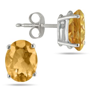 5x3MM All Natural Oval Citrine Topaz Stud Earrings in.925 Sterling Silver- PRE61214CT