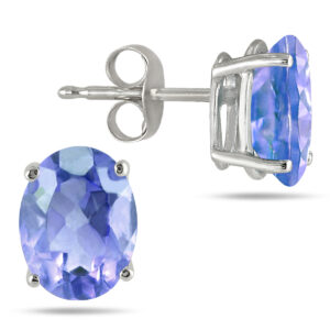 5x3MM All Natural Oval Tanzanite Stud Earrings in.925 Sterling Silver- PRE61214TZ