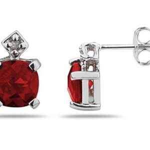 1.20CTW Garnet & Diamond Earrings in White Gold- PRE7924GT