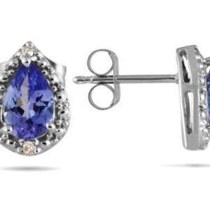 Pear Shape Tanzanite and Diamond Flower Earrings- PRE8887TZ