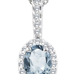 Aquamarine and Diamond Pendant in 10K White Gold- PRP12343AQ
