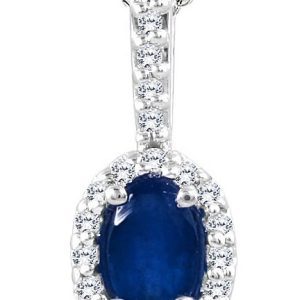 Sapphire and Diamond Pendant in 10K White Gold- PRP12343SP