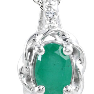 Emerald and Diamond Pendant in 10K White Gold- PRP12350EM