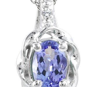 Tanzanite and Diamond Pendant in 10K White Gold- PRP12350TZ
