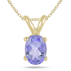 6x4mm Oval Tanzanite Pendant in 14k Yellow Gold- PRP1399TZ