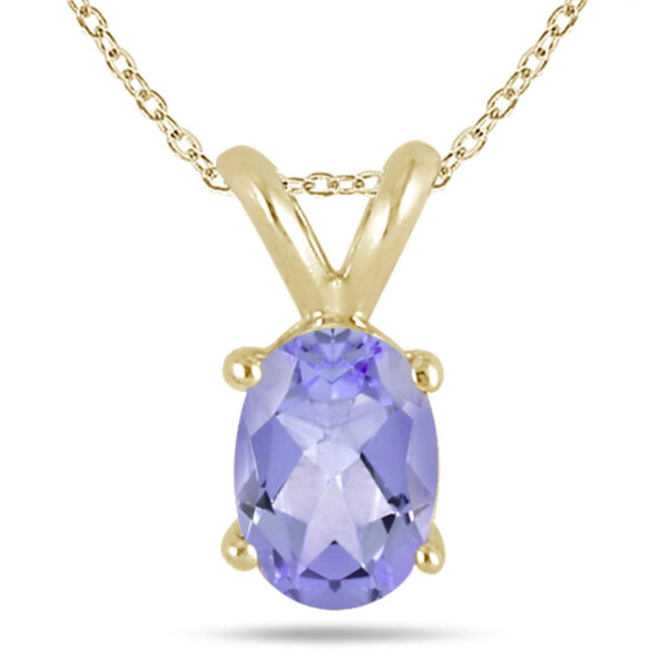 6x4mm Oval Tanzanite Pendant in 14k Yellow Gold- PRP1399TZ
