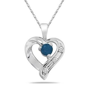 Sapphire and Diamond Heart Pendant 14kt White Gold- PRP4393SP