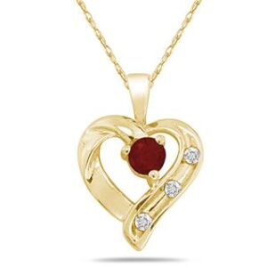 Ruby and Diamond Heart Pendant 14kt Yellow Gold- PRP7874RB