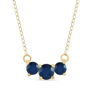 1 Carat TW Sapphire Three Stone Pendant Necklace 14K Yellow Gold- PRP8028SP