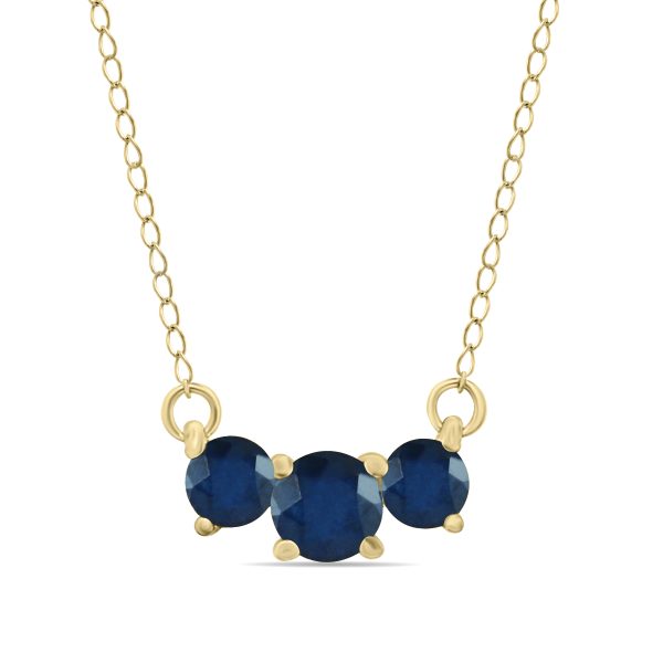 1 Carat TW Sapphire Three Stone Pendant Necklace 14K Yellow Gold- PRP8028SP