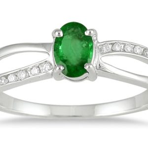 Emerald and Diamond Ring Set in 10K White Gold- PRR12315EM