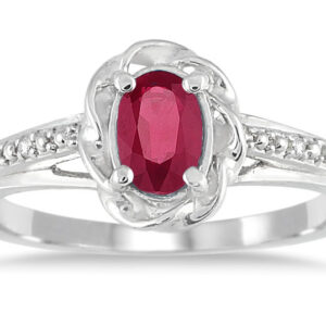 Ruby and Diamond Ring in 10K White Gold- PRR12812RB