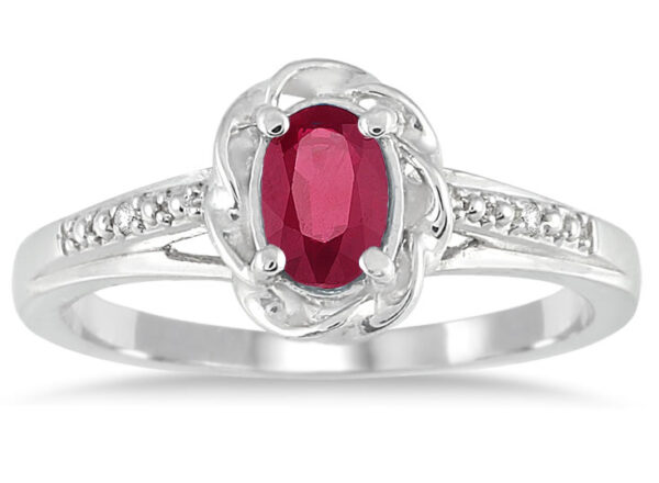Ruby and Diamond Ring in 10K White Gold- PRR12812RB