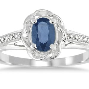 Sapphire and Diamond Ring in 10K White Gold- PRR12812SP