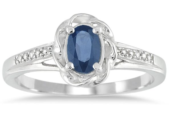 Sapphire and Diamond Ring in 10K White Gold- PRR12812SP