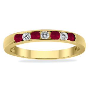 Ruby and Diamond Stackable Channel Set Ring in 14K Yellow Gold- PRR1329RB