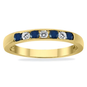 Sapphire and Diamond Stackable Channel Set Ring in 14K Yellow Gold- PRR1329SP