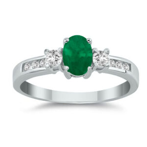 Emerald and Diamond Regal Channel Ring in 14K White Gold- PRR3189EM
