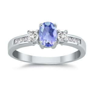 Tanzanite and Diamond Regal Channel Ring 14k White Gold- PRR3189TZ
