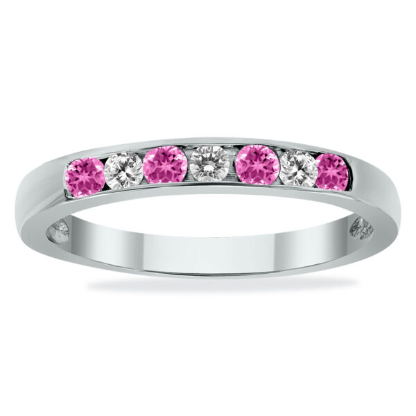 Pink Sapphire and Diamond Stackable Channel Ring- PRR3271PS