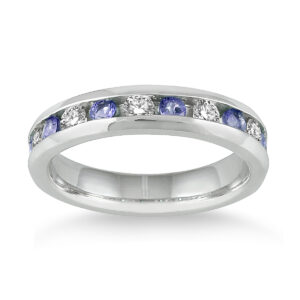 Tanzanite and Diamond Band in 14k White Gold- PRR3619TZ