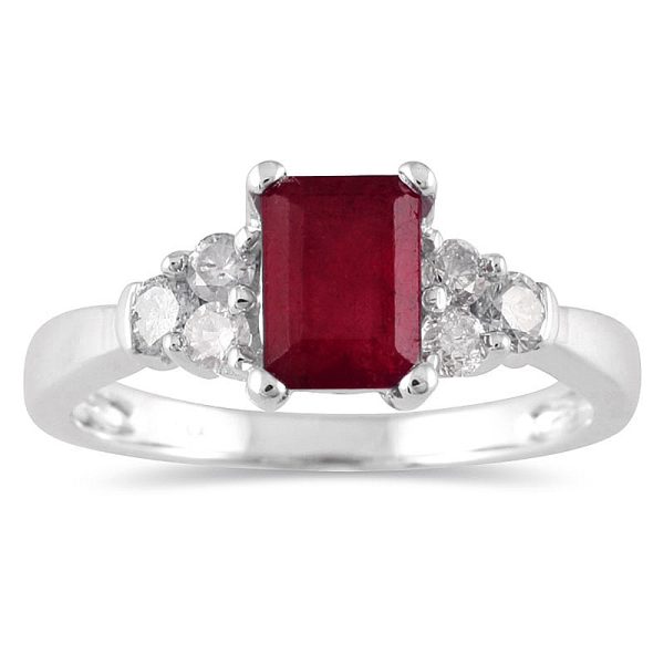 Ruby and Diamond Ring 14K White Gold- PRR3637RB