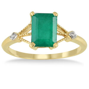 1.60 Carat Emerald and Diamond Ring in 10K Yellow Gold- PRR50369EM