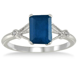 1.60 Carat Sapphire and Diamond Ring in 10K White Gold- PRR50370SP