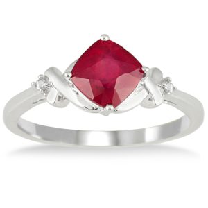 1.80 Carat Diamond and Ruby Ring in 10K White Gold- PRR50371RB