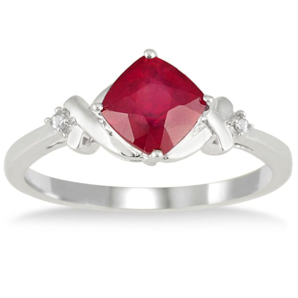 1.80 Carat Diamond and Ruby Ring in 10K White Gold- PRR50371RB