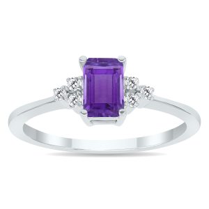 Amethyst and Diamond Regal Ring in 10K White Gold- PRR50396AM
