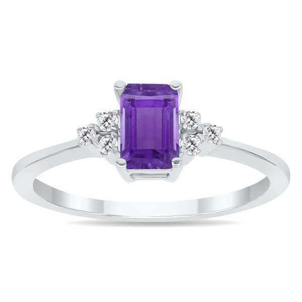 Amethyst and Diamond Regal Ring in 10K White Gold- PRR50396AM