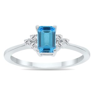 Blue Topaz and Diamond Regal Ring in 10K White Gold- PRR50396BT