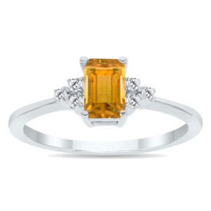Citrine and Diamond Regal Ring in 10K White Gold- PRR50396CT
