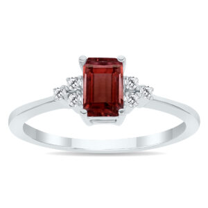 Garnet and Diamond Regal Ring in 10K White Gold- PRR50396GT