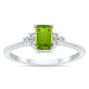 Peridot and Diamond Regal Ring in 10K White Gold- PRR50396PD
