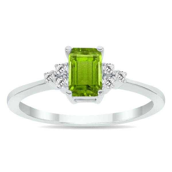 Peridot and Diamond Regal Ring in 10K White Gold- PRR50396PD
