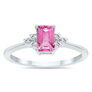 Pink Topaz and Diamond Regal Ring in 10K White Gold- PRR50396PZ