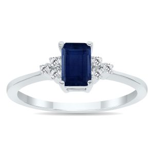 Sapphire and Diamond Regal Ring in 10K White Gold- PRR50396SP
